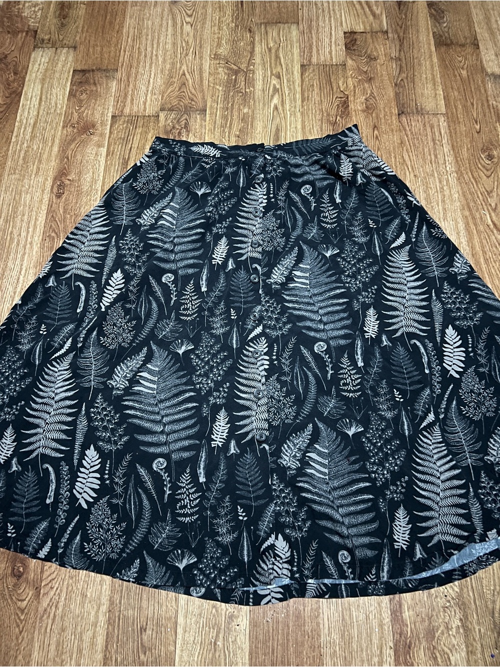 Disturbia Black Skirt with Gray Fern Print